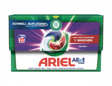 Ariel All in 1 Pods Color Plus, Colorwaschmittel Tabs, 22 Stueck